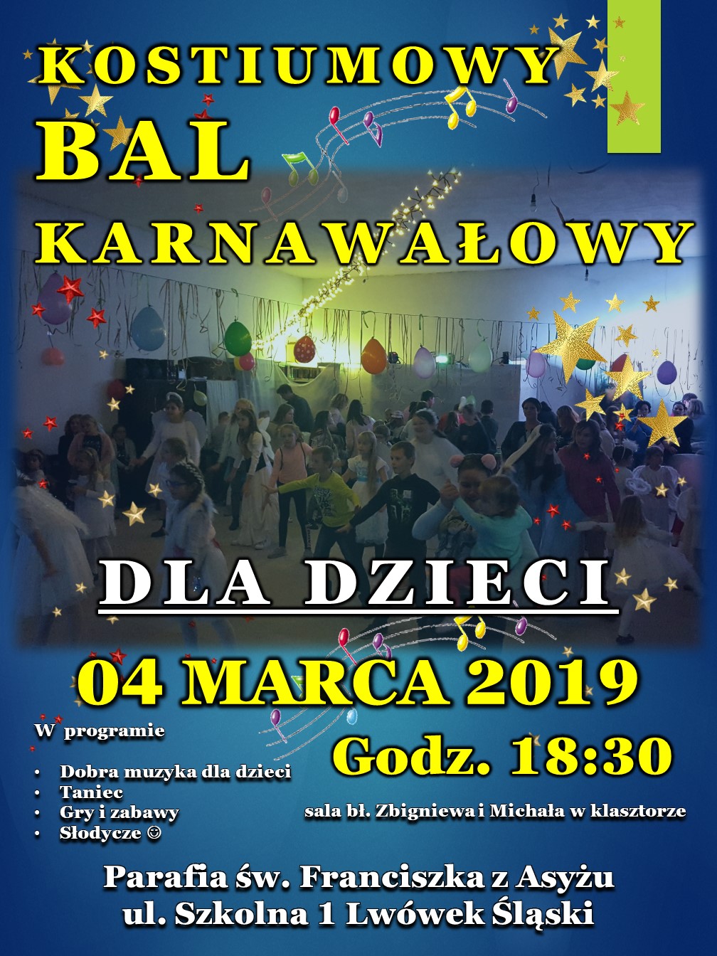 Zaproszenie Karnawałowy Bal Dla Dzieci Franciszkanie We Lwówku